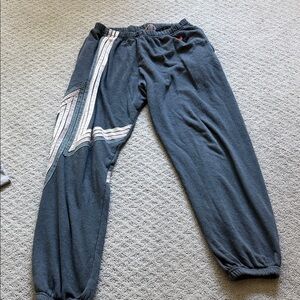 Aviator Nation Blue Sweatpants with White Stripes